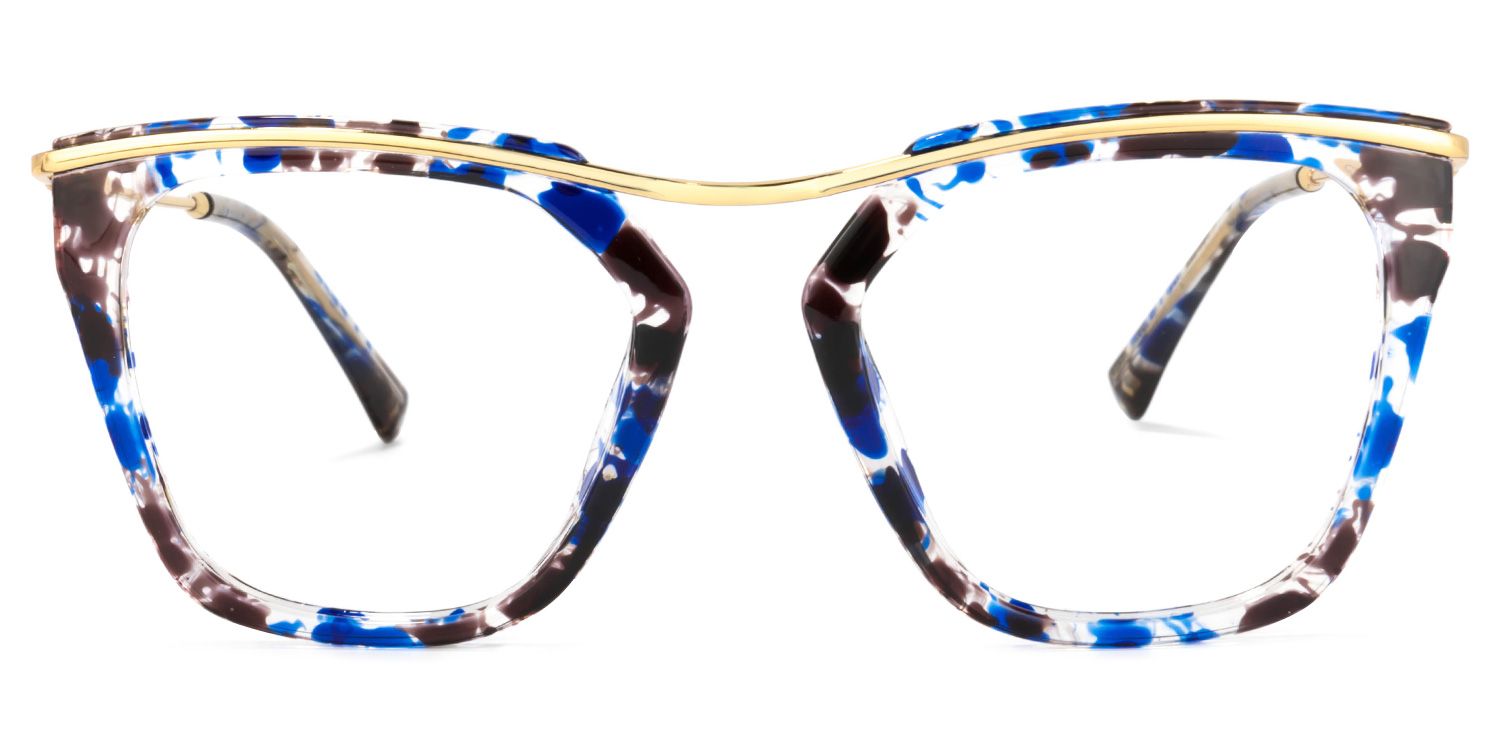 Yadiel Bleue Floral Géométrique Lunettes0