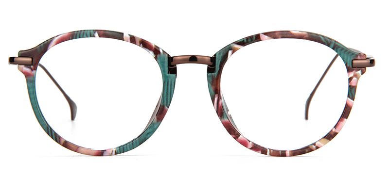 Anemone Lunettes rondes à monture pleine à motif floral vert 0
