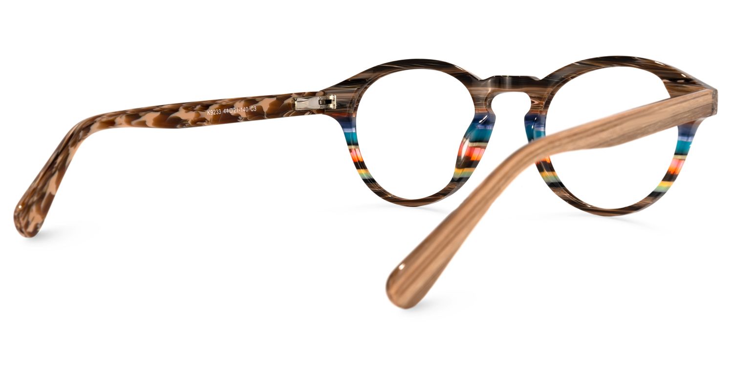 Quantay Lunettes ronds temples en bois colorés 3