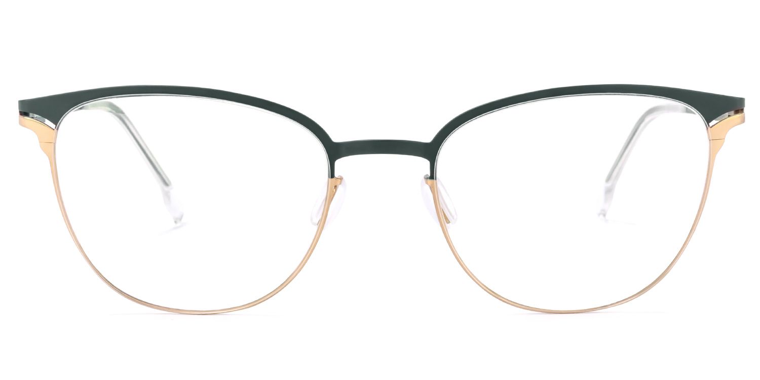 Yelena Vert foncé Or Ronde Lunettes0