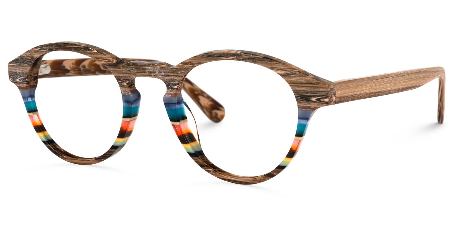 Quantay Lunettes ronds temples en bois colorés 1