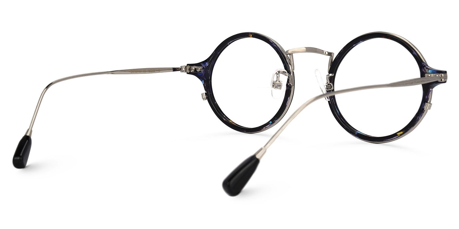 Hadassah Lunettes rondes à motif floral bleu3