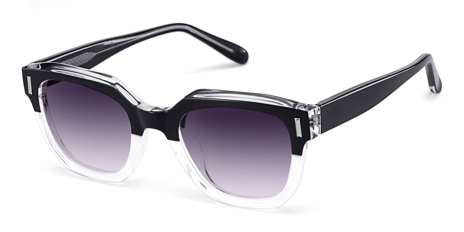 Nia Square Noir Cristal Lunettes de soleil pour Femmes et Hommes | ZEELOOL FR2