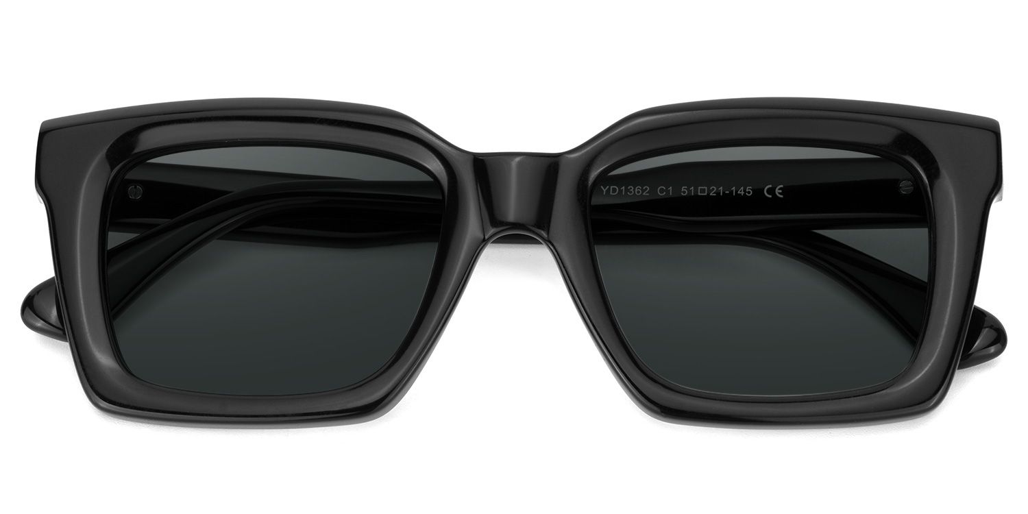 Lunettes de soleil polarisées de conduite Rectangle Noir Solana | ZEELOOL1