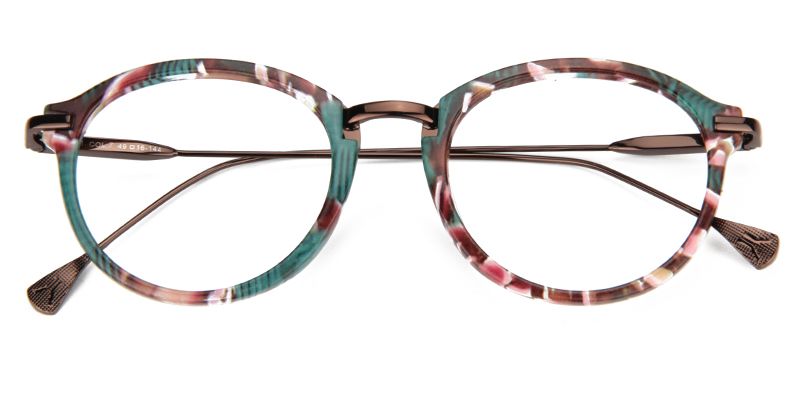 Anemone Lunettes rondes à monture pleine à motif floral vert 3