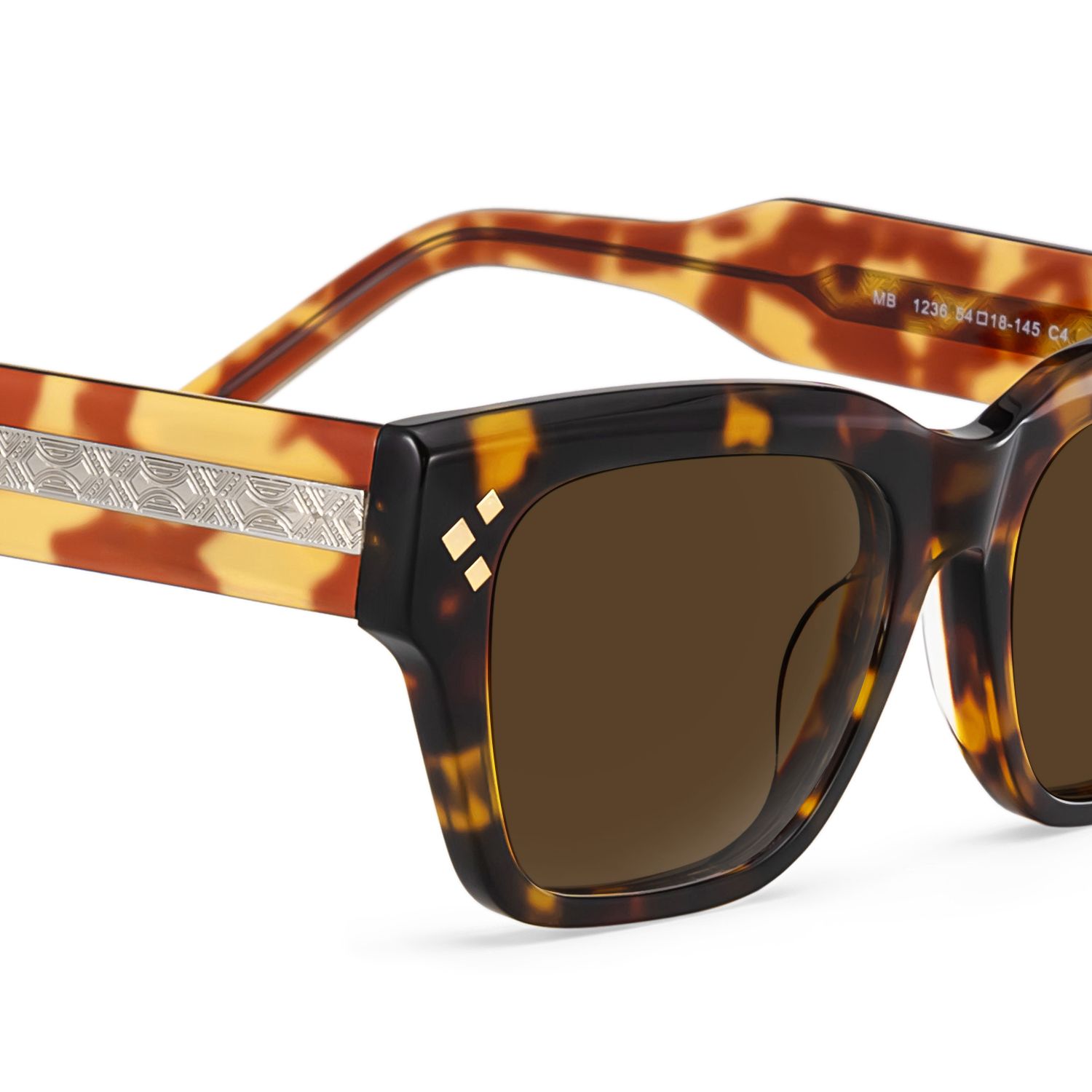 Marlowe Acetate Rectangle Tortue Lunettes de soleil à Monture | ZEELOOL FR4