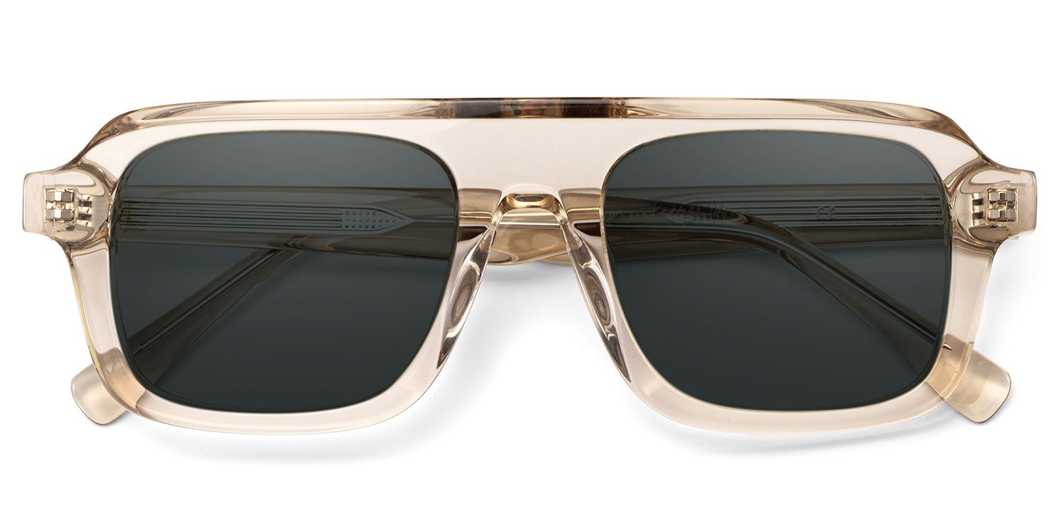 Nomad Rectangle Beige Lunettes de soleil à Monture en Ligne | ZEELOOL FR1