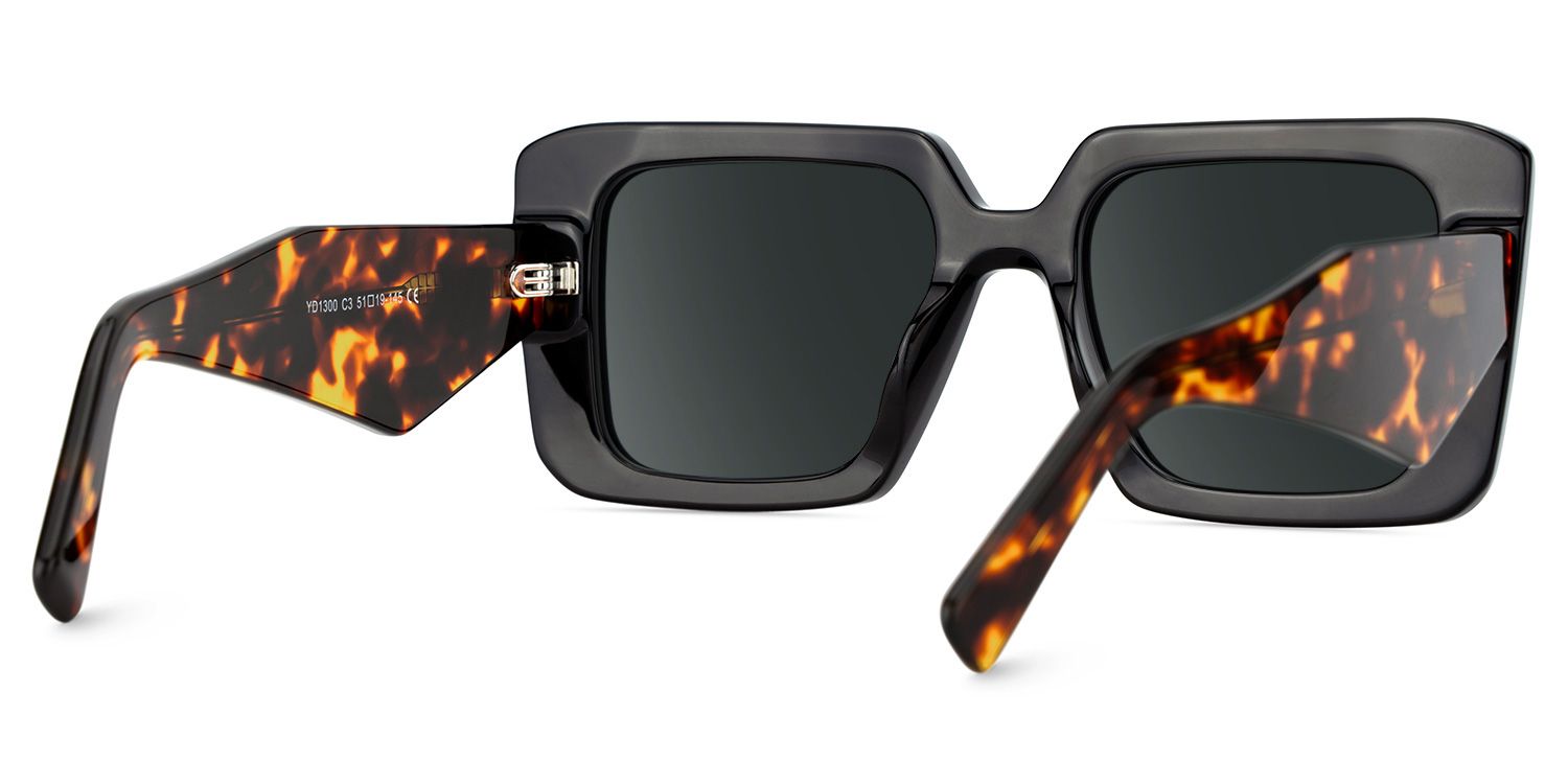 Reeve Rectangle Noir Lunettes de soleil à Monture en Ligne | ZEELOOL FR4