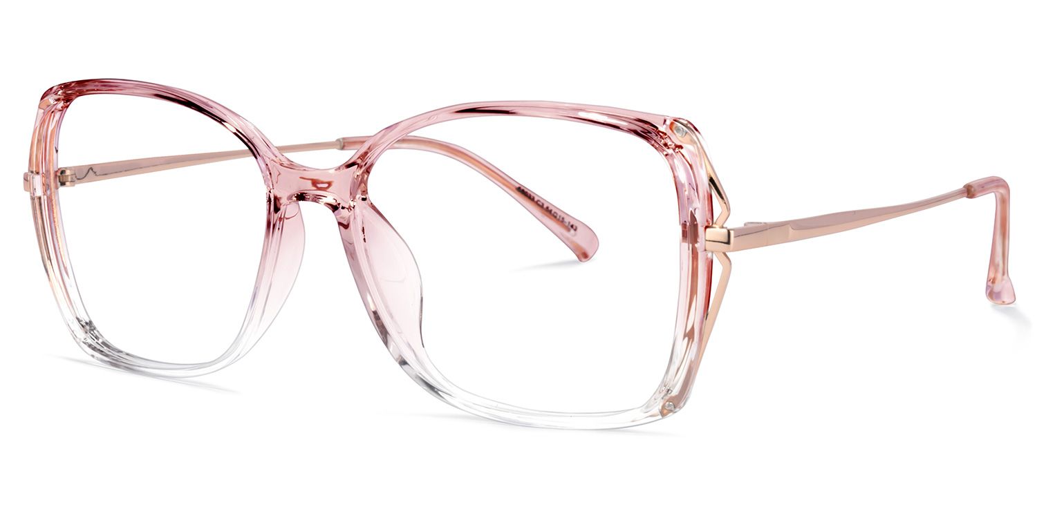 Fulleord Lunettes carrées en cristal rose1