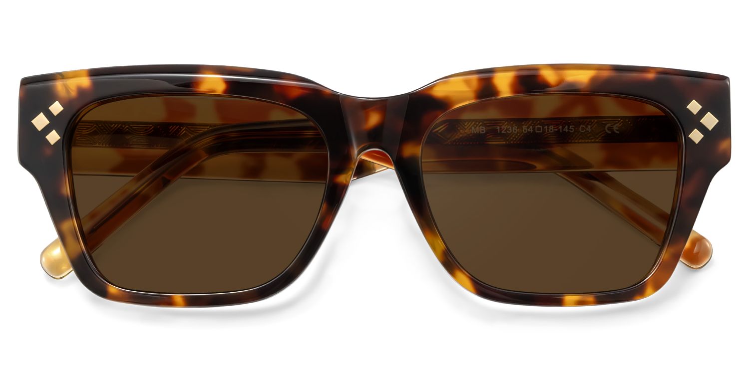 Marlowe Acetate Rectangle Tortue Lunettes de soleil à Monture | ZEELOOL FR1