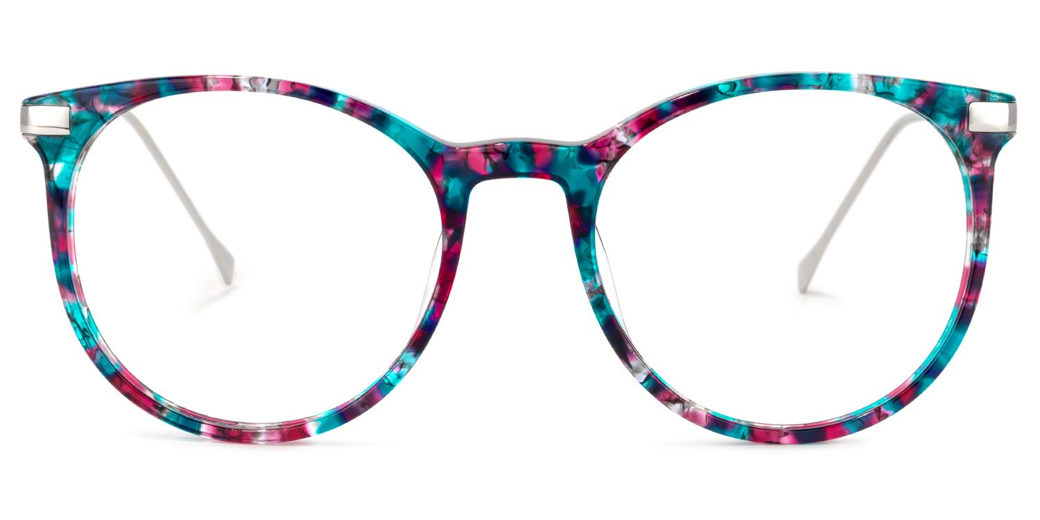 Lenid Bleu Floral Ronde Lunettes0