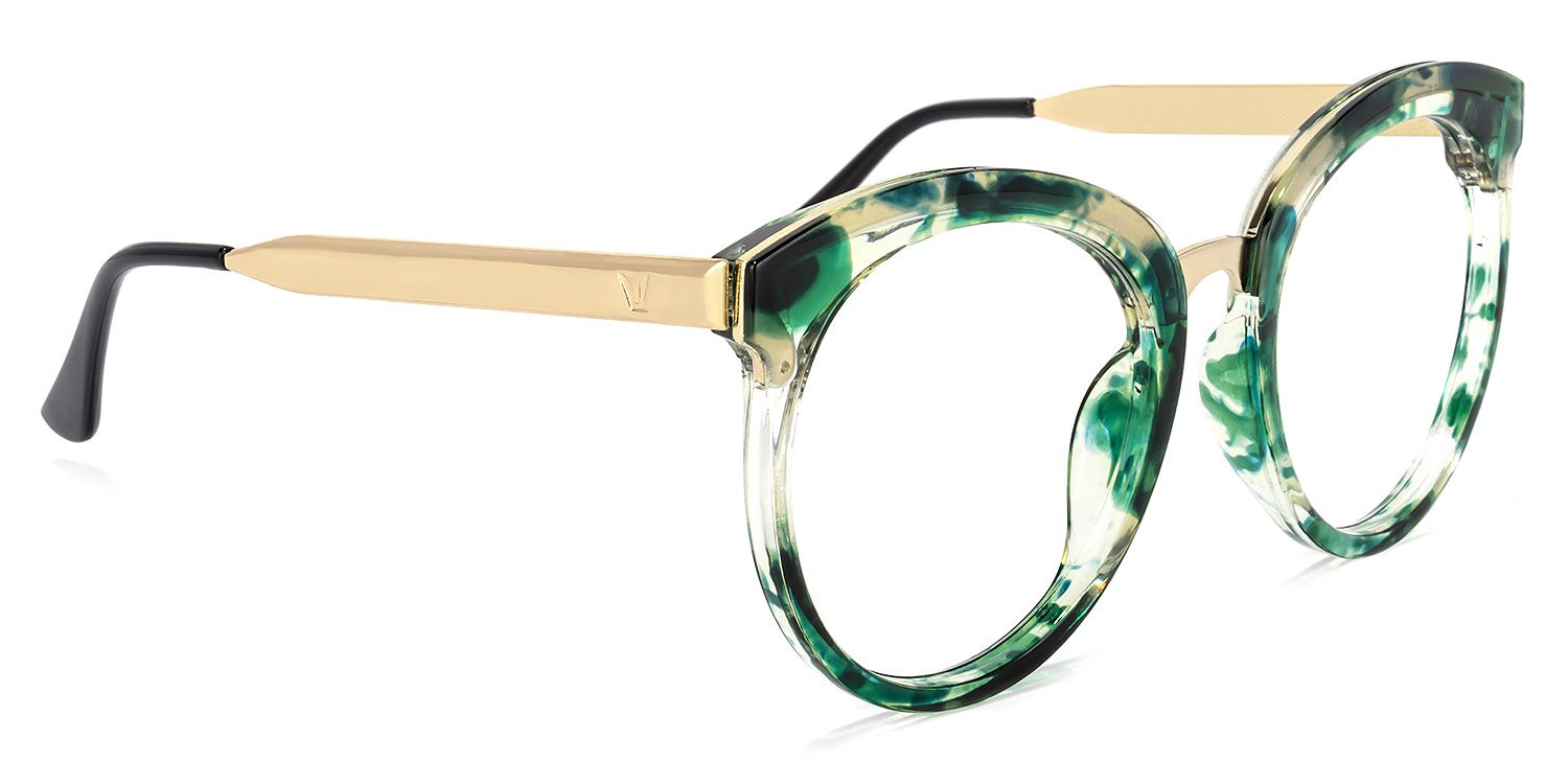 Penny Vert Floral Ronde Lunettes1