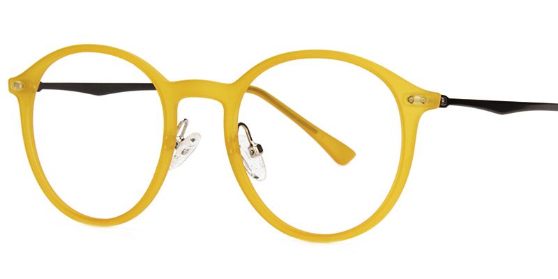 Dolores Lunettes rondes jaunes à monture pleine2