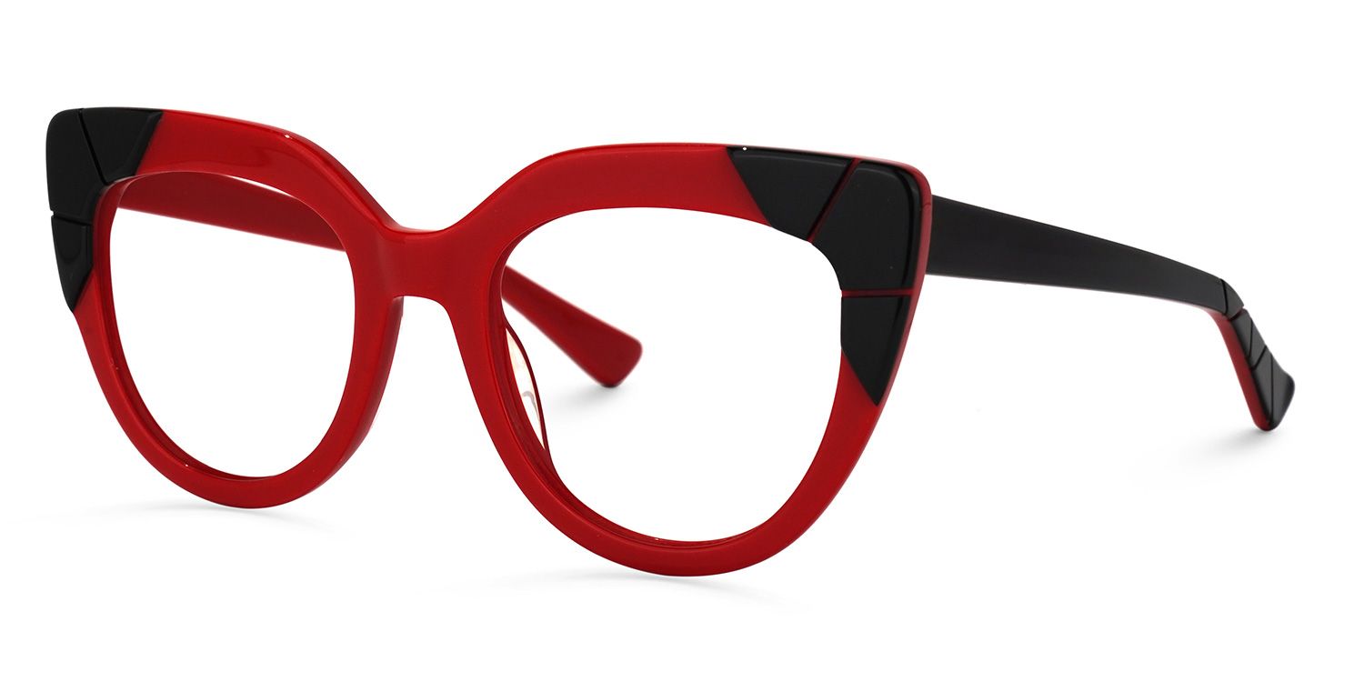 Leonore Rouge-Noir Cateye Lunettes1