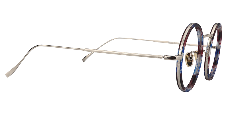 Alisa Lunettes rondes bleu à monture pleine avec motif floral 4