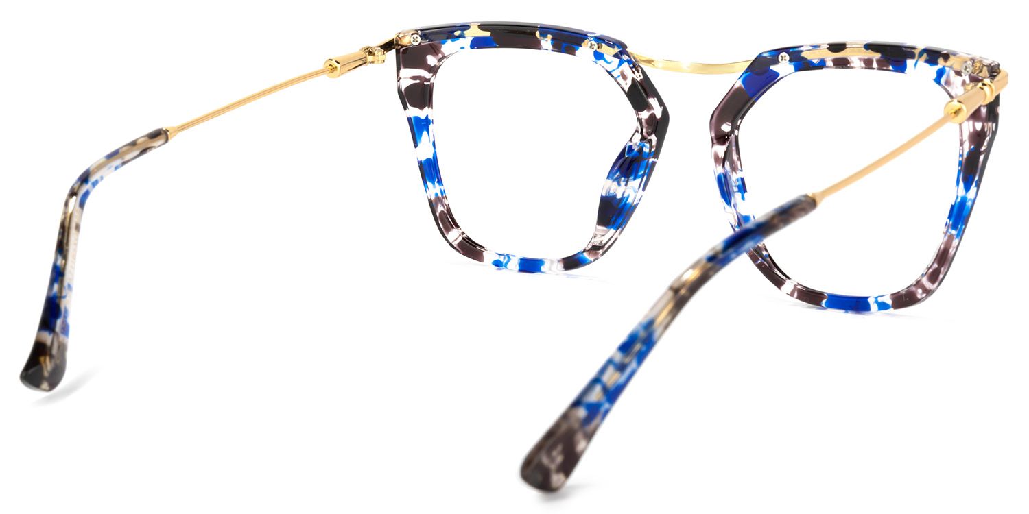 Yadiel Bleue Floral Géométrique Lunettes4