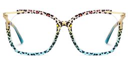 Sidibe Léopard Bleu Carré lunettes0