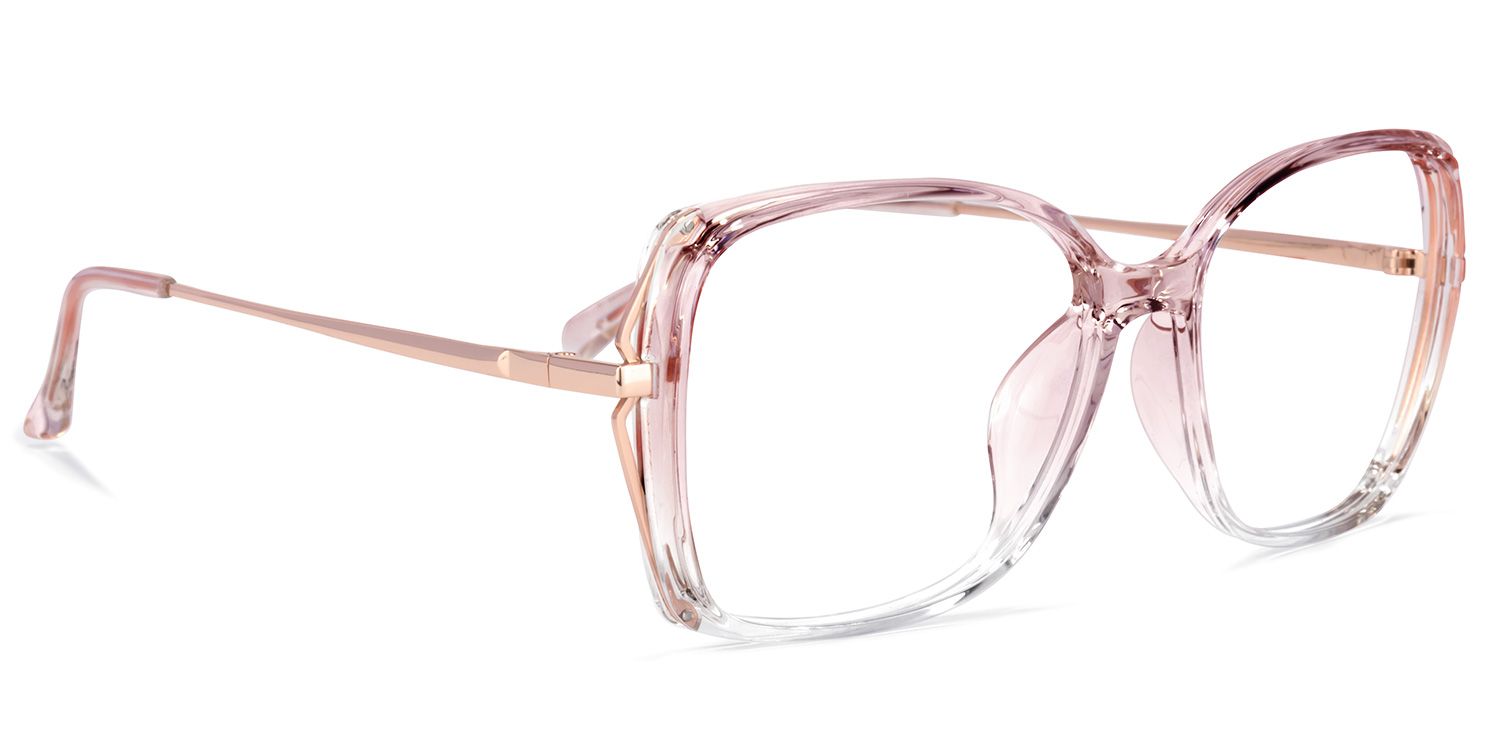 Fulleord Lunettes carrées en cristal rose2