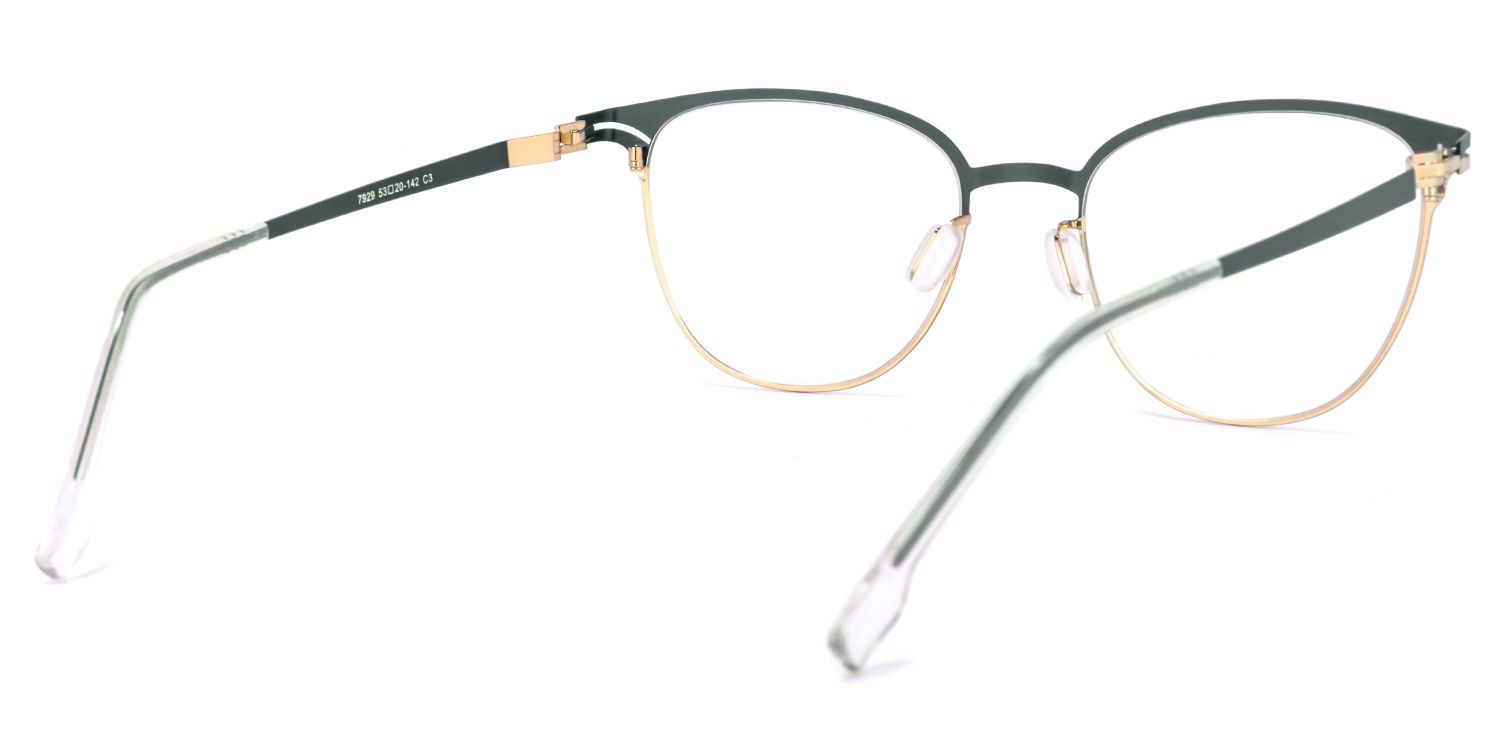 Yelena Vert foncé Or Ronde Lunettes3