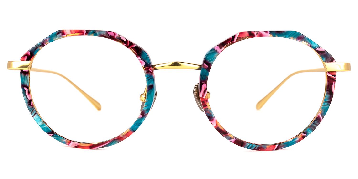 Erin Lunettes géométriques à motifs floraux bleus0