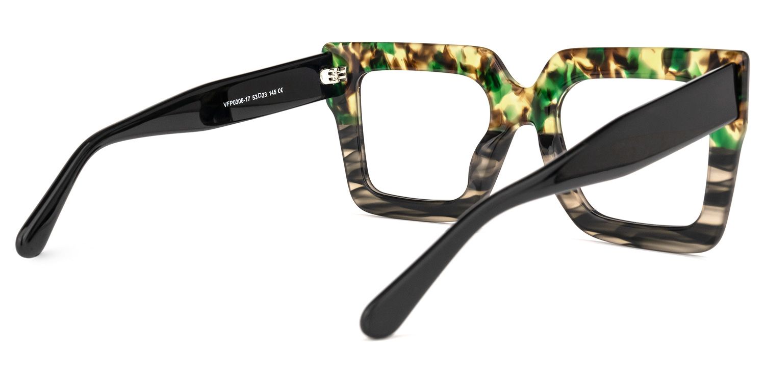 Brandon Vert-Floral Carré Lunettes2