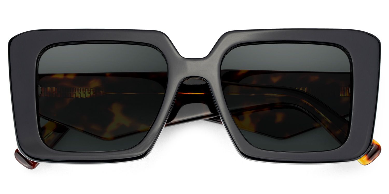 Reeve Rectangle Noir Lunettes de soleil à Monture en Ligne | ZEELOOL FR1