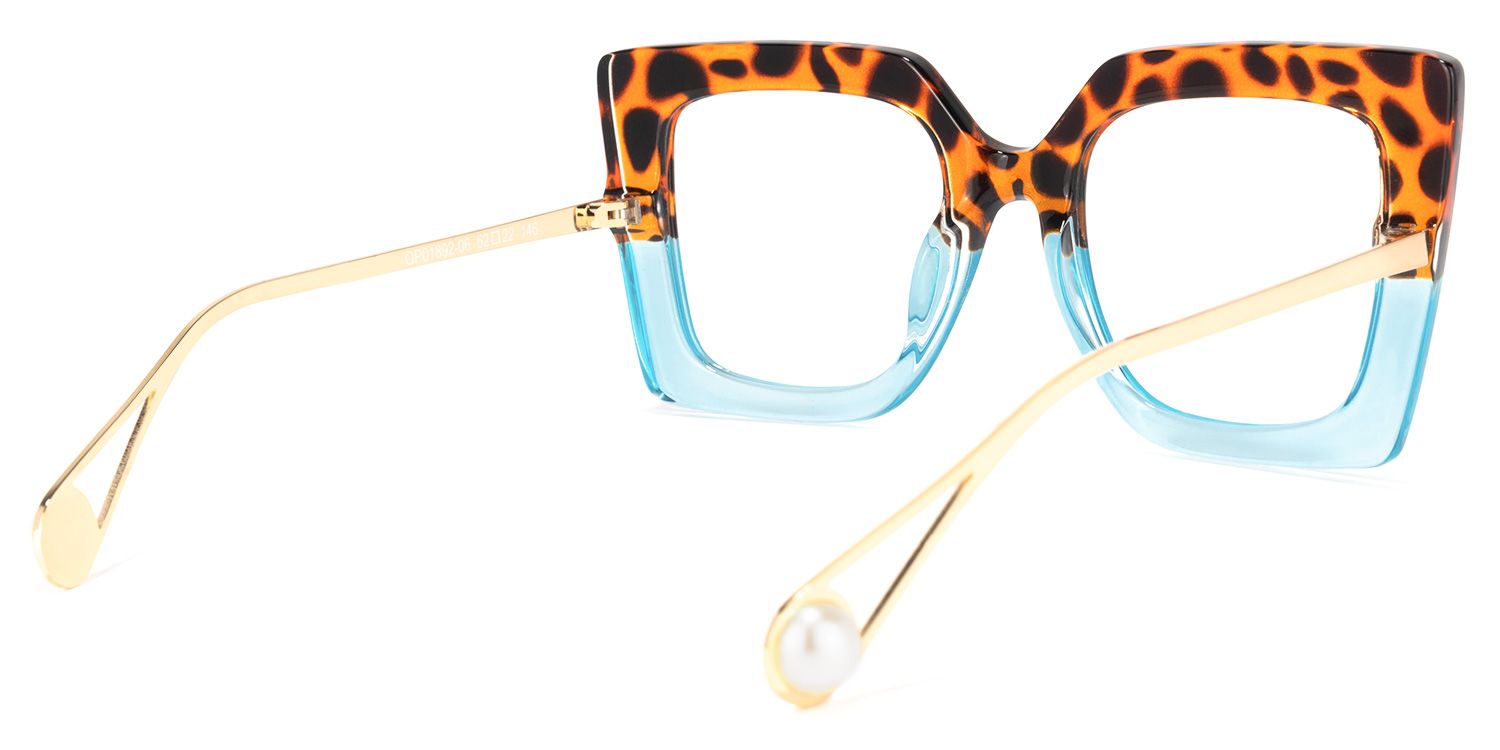 Qatar Bleue Tortue Carré Lunettes2