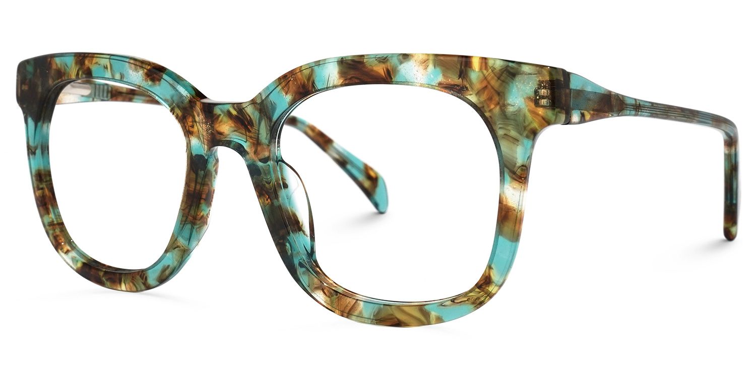 Lynette Vert Floral Carré Lunettes1