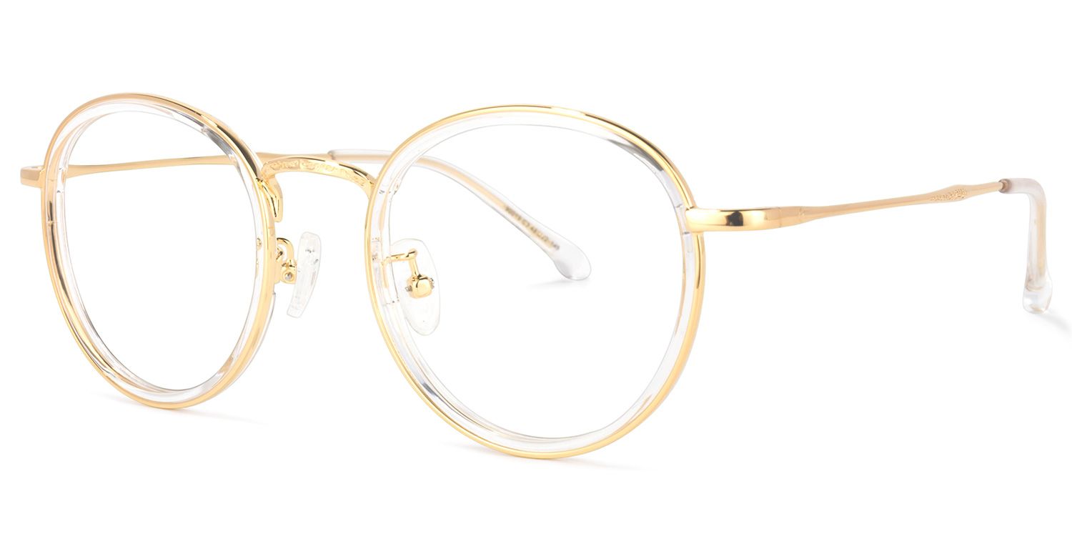 Yahya Lunettes rondes à monture pleine en cristal doré1