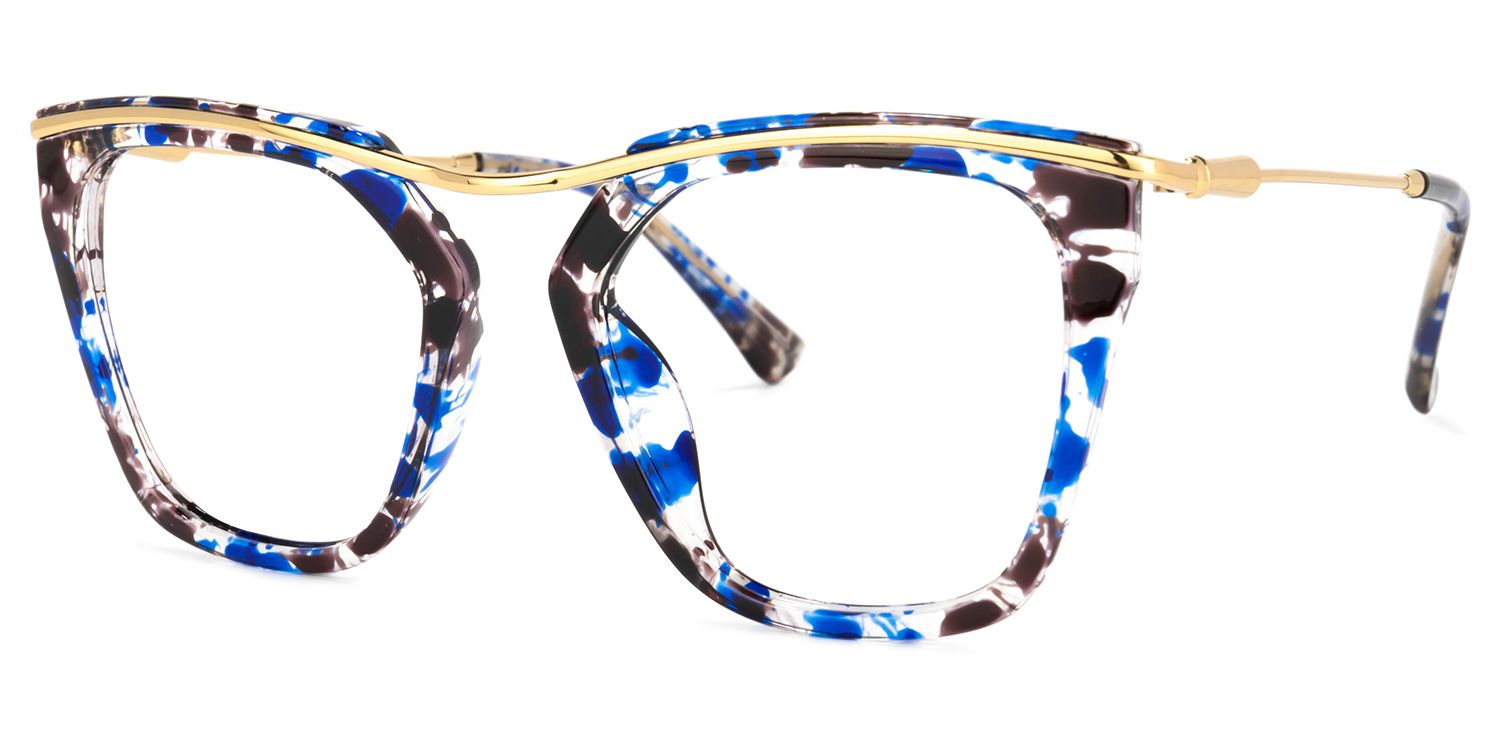 Yadiel Bleue Floral Géométrique Lunettes2