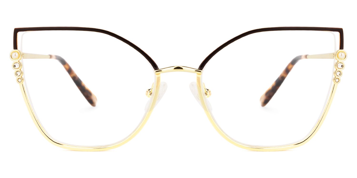 Chicky Noir-Or Cateye Lunettes0