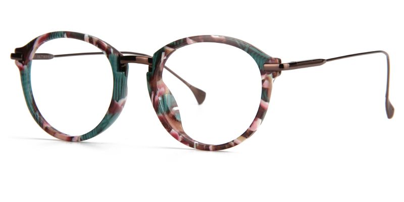 Anemone Lunettes rondes à monture pleine à motif floral vert 1