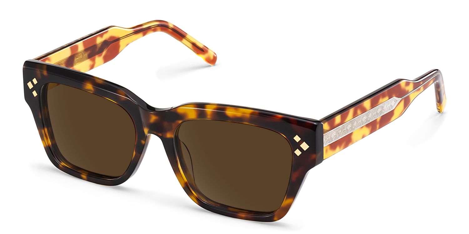 Marlowe Acetate Rectangle Tortue Lunettes de soleil à Monture | ZEELOOL FR2