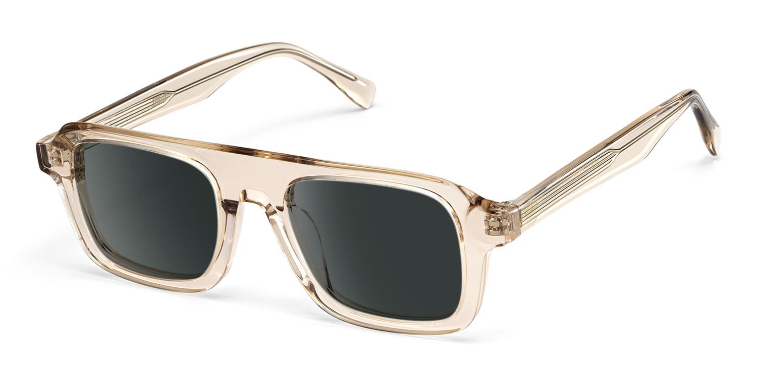 Nomad Rectangle Beige Lunettes de soleil à Monture en Ligne | ZEELOOL FR2