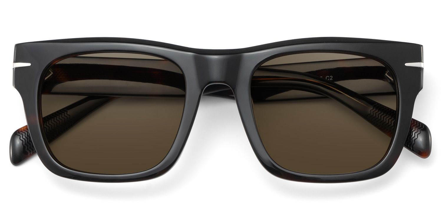 Renzo Rectangle Black Lunettes de soleil pour Femmes et Hommes | ZEELOOL FR1