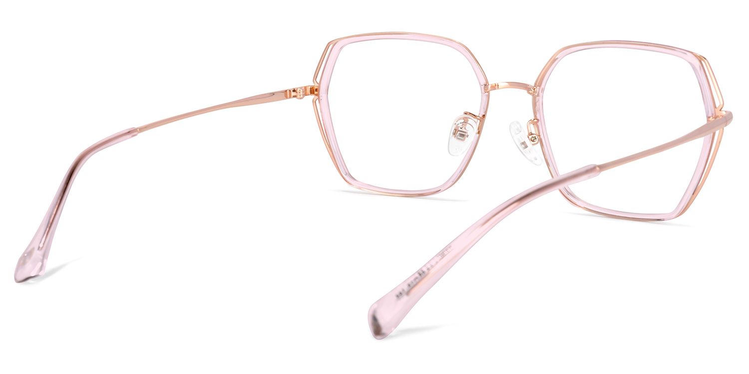 Uan Lunettes géométriques en cristal rose 4