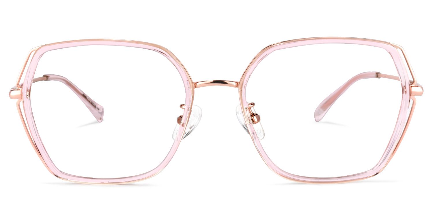 Uan Lunettes géométriques en cristal rose 0