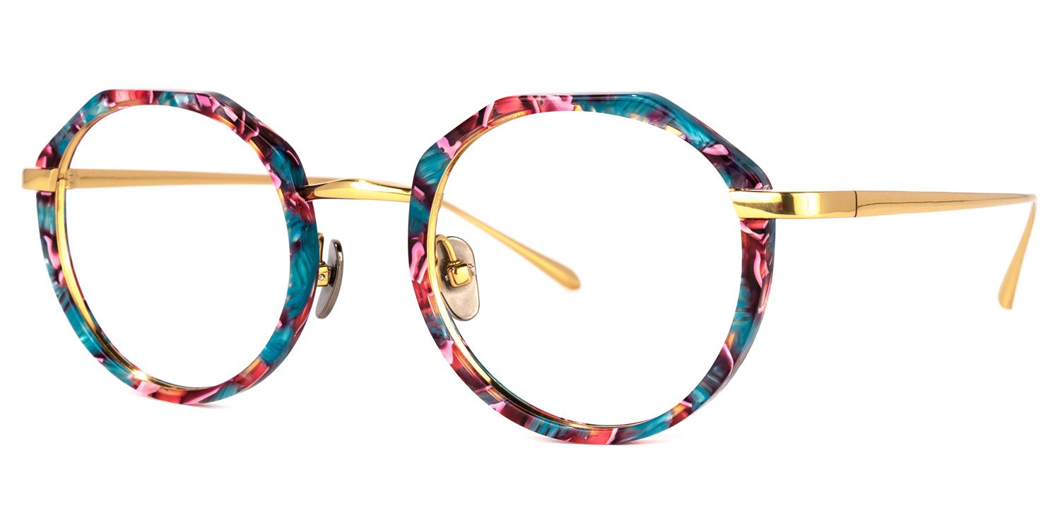 Erin Lunettes géométriques à motifs floraux bleus1