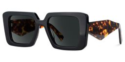 Reeve Noir Rectangulaire lunettes de soleil2