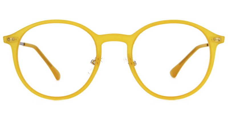 Dolores Lunettes rondes jaunes à monture pleine0